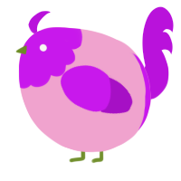 A pink and amethyst chicken with a head pattern