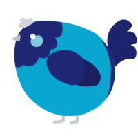 A cerulean and navy chicken with a head pattern