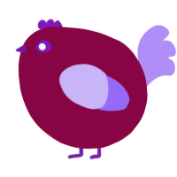 A maroon and lilac chicken