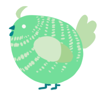 A spring and gluppy chicken with a bar pattern