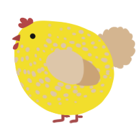A yellow and beige chicken with a speckle pattern