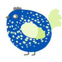 A ultramarine and apple chicken with a speckle pattern