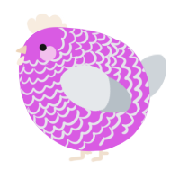 A orchid and mist chicken with a lace pattern