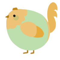 A gluppy and honey chicken with a head pattern