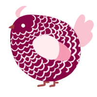A maroon and rose chicken with a lace pattern