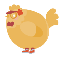 A honey chicken with a head pattern