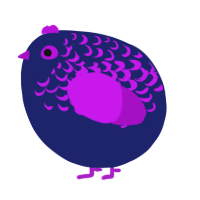A navy and amethyst chicken with a half-lace pattern