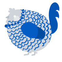 A mist and ultramarine chicken with a lace pattern