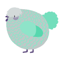 A silver and mint chicken with a lace pattern