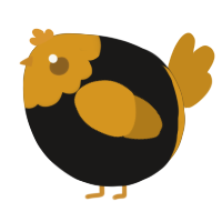 A sable and ochre chicken with a head pattern