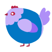 A sapphire and lilac chicken with a head pattern
