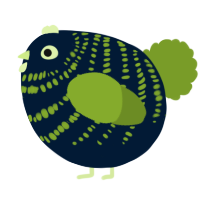 A tumblr and chartreuse chicken with a bar pattern