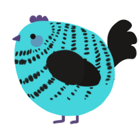 A aqua and sable chicken with a bar pattern