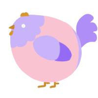 A rose and lilac chicken with a head pattern