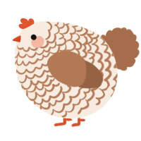 A cream and brown chicken with a lace pattern