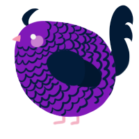 A violet and tumblr chicken with a lace pattern