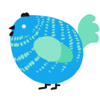 A sky and mint chicken with a bar pattern