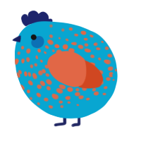 A cerulean and vermilion chicken with a speckle pattern
