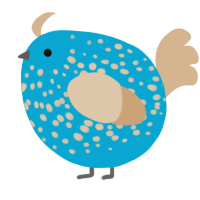 A cerulean and beige chicken with a speckle pattern