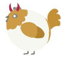A white and gold chicken with a head pattern