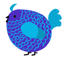 A indigo and cerulean chicken with a lace pattern