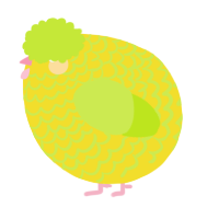 A yellow and lime chicken with a lace pattern