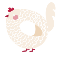 A cream chicken with a lace pattern