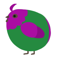 A viridian and plum chicken with a head pattern