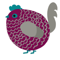A wine and ash chicken with a lace pattern