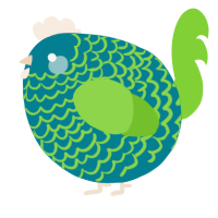 A sea and grass chicken with a lace pattern