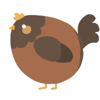 A brown and bark chicken with a head pattern