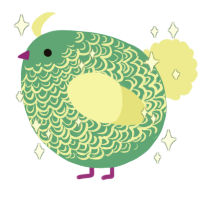 A turquoise and lemon chicken with a double-lace pattern