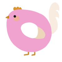 A pink and cream chicken