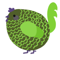 A olive and grass chicken with a lace pattern