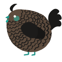 A bark and sable chicken with a lace pattern
