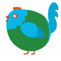 A viridian and cerulean chicken with a head pattern