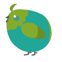A turquoise and chartreuse chicken with a head pattern