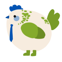 A cream and chartreuse chicken with a neck-speckle pattern
