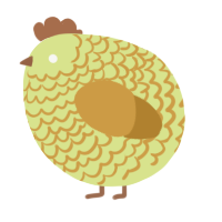 A lemon and gold chicken with a lace pattern
