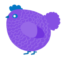 A blurple chicken with a lace pattern