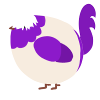 A cream and violet chicken with a head pattern