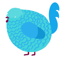 A aqua and sky chicken with a lace pattern