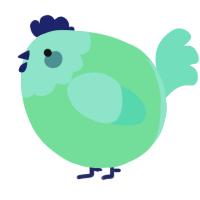 A spring and mint chicken with a head pattern