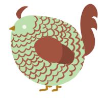 A gluppy and russet chicken with a lace pattern