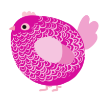 A fuchsia and pink chicken with a double-lace pattern