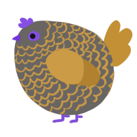 A grey and gold chicken with a lace pattern
