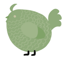 A gluppy chicken with a lace pattern