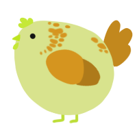 A lemon and ochre chicken with a neck-speckle pattern