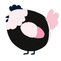 A black and rose chicken with a head pattern