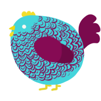 A aqua and wine chicken with a double-lace pattern